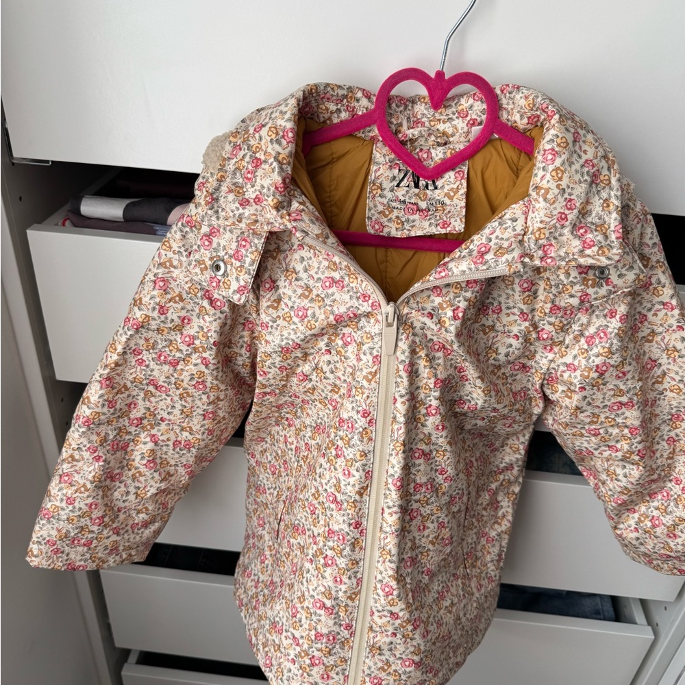 Zara Kids rain Floral Puffer Jacket - Multicolor
